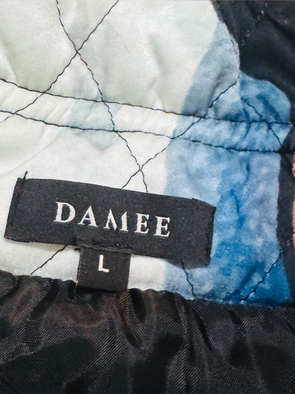 DAMEE Jacket Coat Abstract Wearable Art Pockets Lined Quilted Women’s Large - Picture 10 of 12